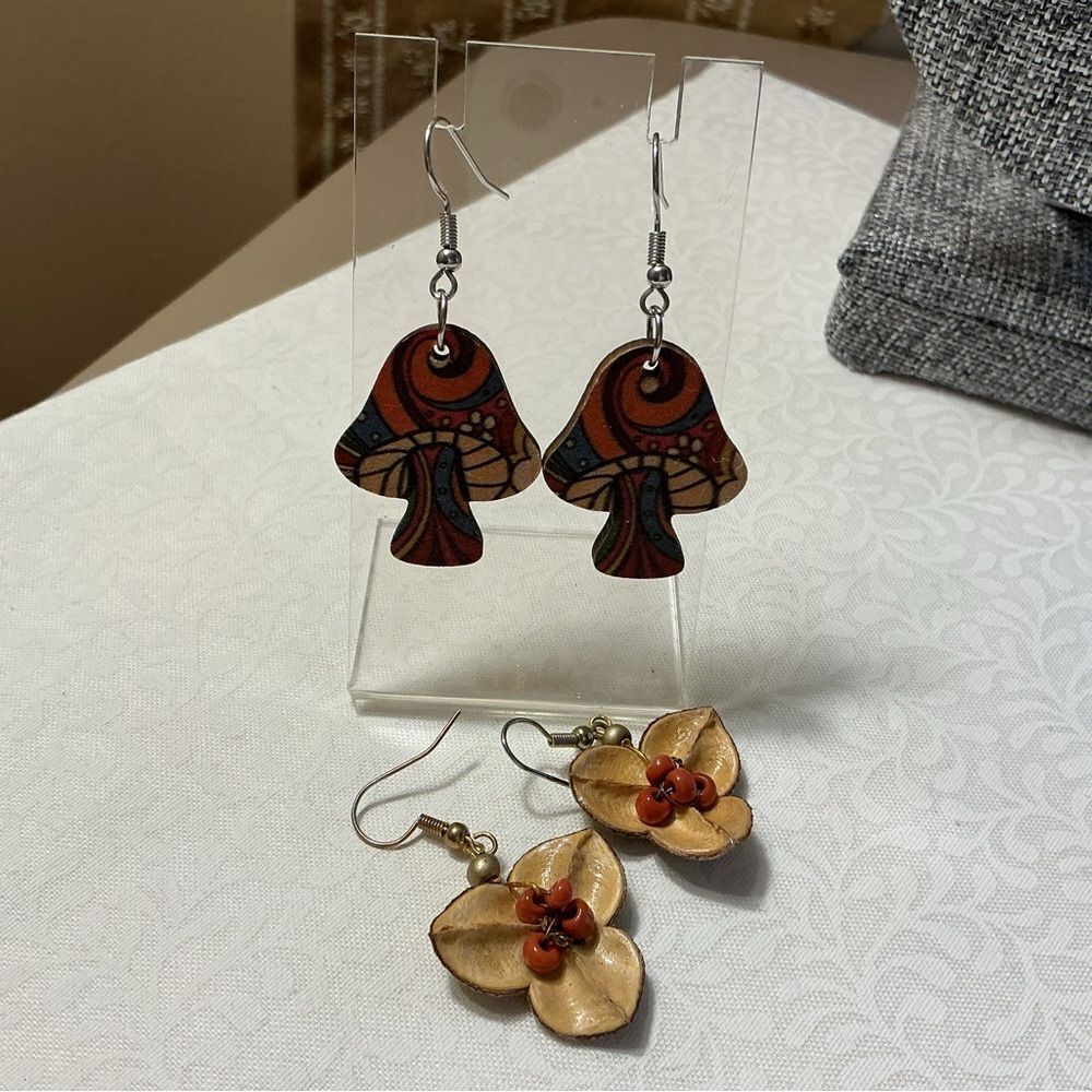 Mushroom and Flower Earrings 2 Sets